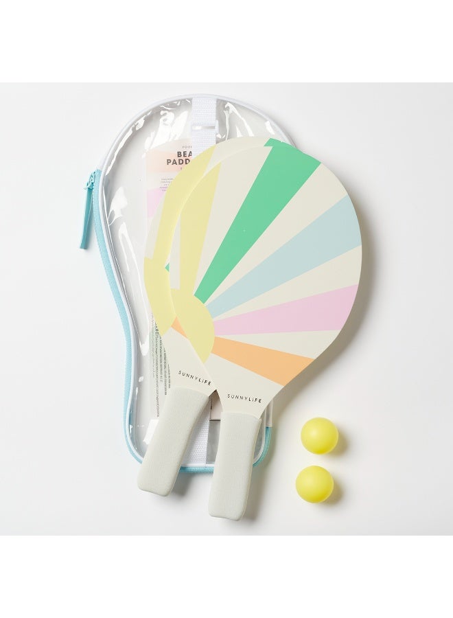 Sunnylife Pool Side Beach Paddle Set Pastel Gelato – Pool Side Beach Paddle Set in Pastel Gelato – Fun Outdoor Bat and Ball Game for Kids, Ideal for Pool or Backyard Play - Image 1